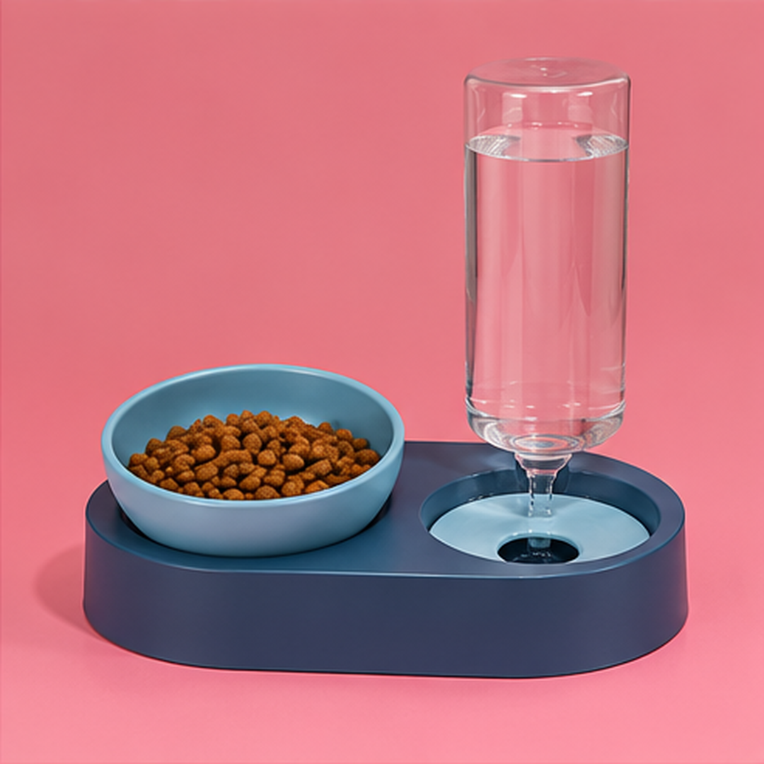 Double gamelle pour chat et chien avec réservoir