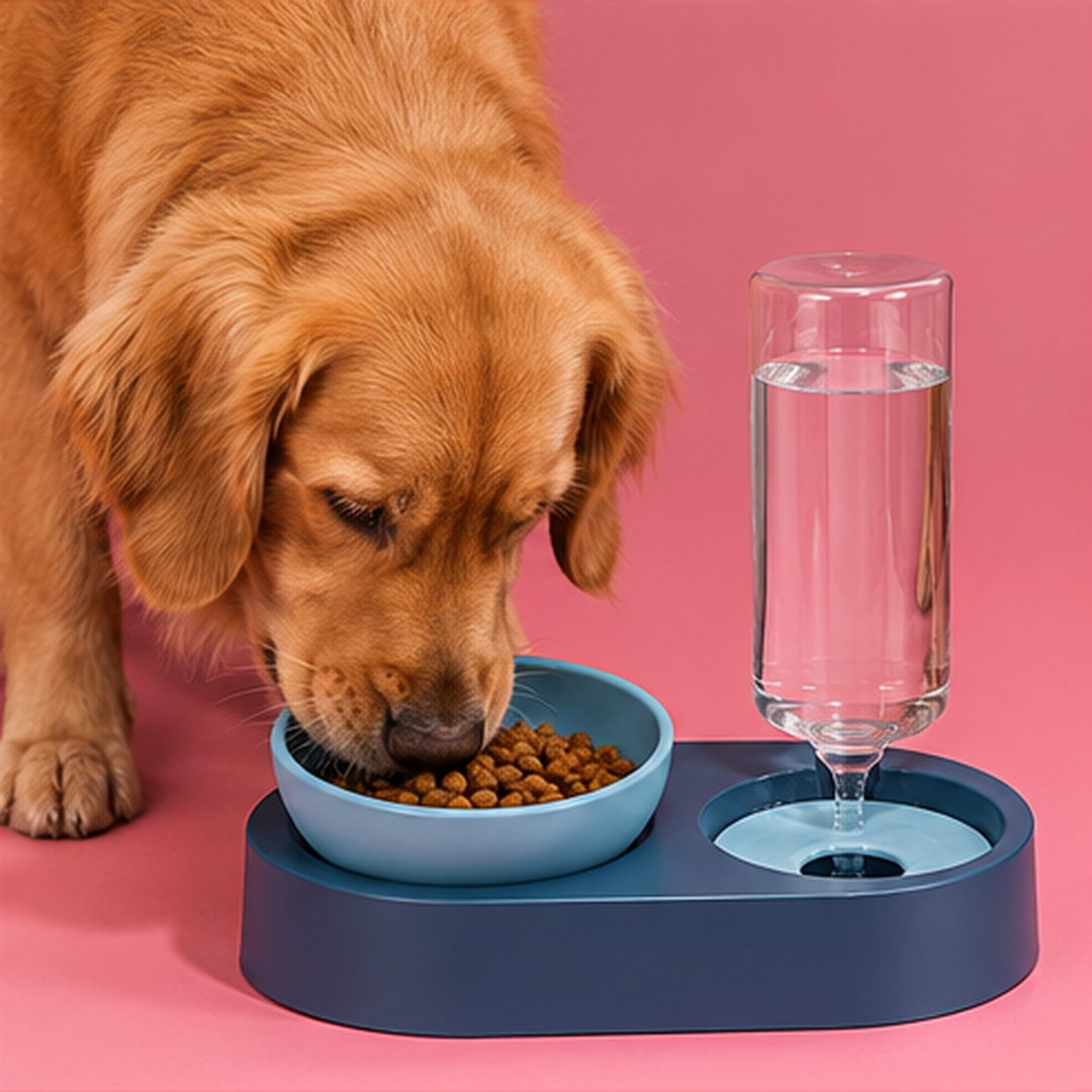 Double gamelle pour chat et chien avec réservoir