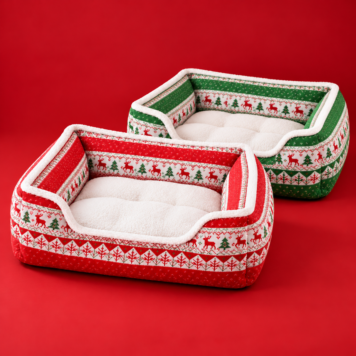 Panier de Noël pour chien et chat, motif renne